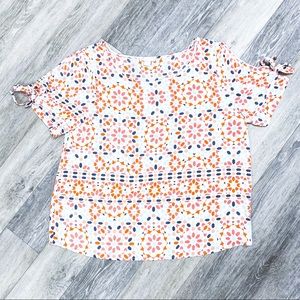 Multicolored Open Shoulder Blouse